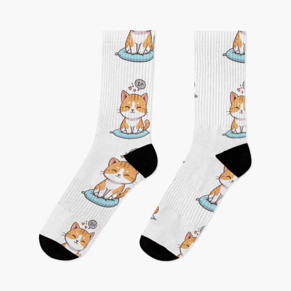 Item preview, Sleepy Kawaii Cat Napping on Soft Blue Pillow designed and sold by dmejpl.
