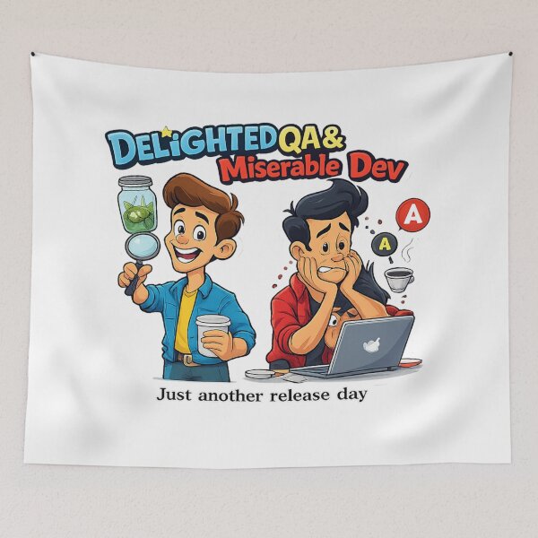 Item preview, Delighted QA & Miserable Dev - Just Another Release Day  designed and sold by AleksKos.