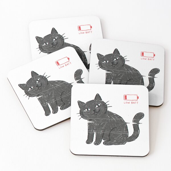Item preview, Low Batt Crayon Cat Tired Aesthetic designed and sold by Calico and Cream .