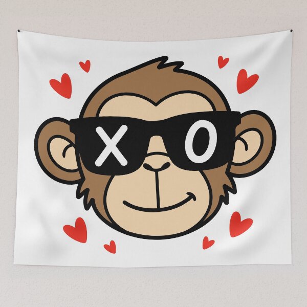 Item preview, Cool Monkey Face with XO Sunglasses and Red Hearts designed and sold by graphixpolash.