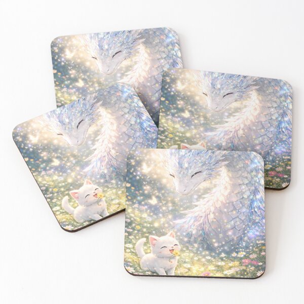 Item preview, Dragon and cat playing in flower field designed and sold by Helmy Dream.