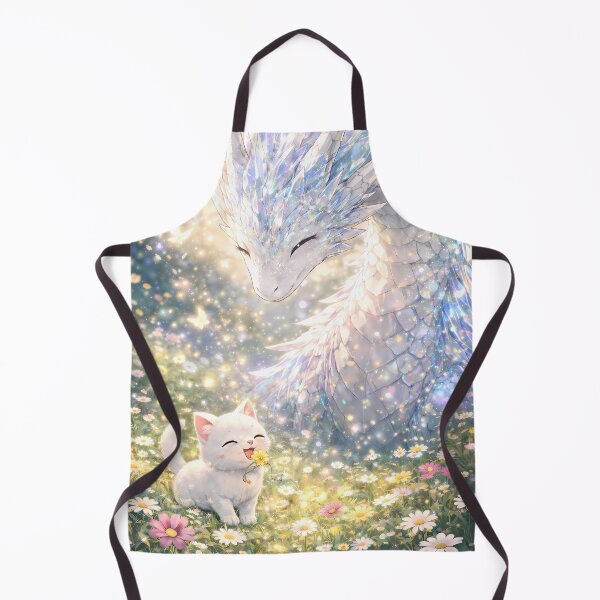 Item preview, Dragon and cat playing in flower field designed and sold by Helmy Dream.