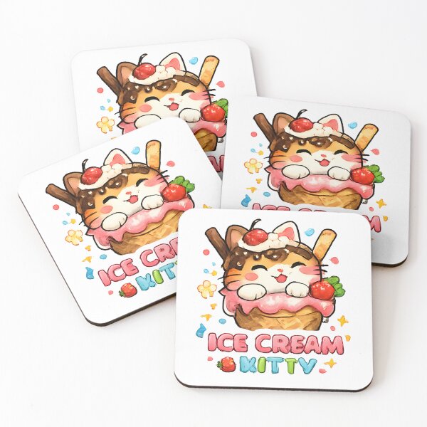 Item preview, Kawaii Cute Ice Cream Kitty Cat designed and sold by VictorySticker.