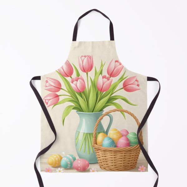 Item preview, Pastel tulips in a vase and colorful Easter eggs in a woven basket designed and sold by Ponted.