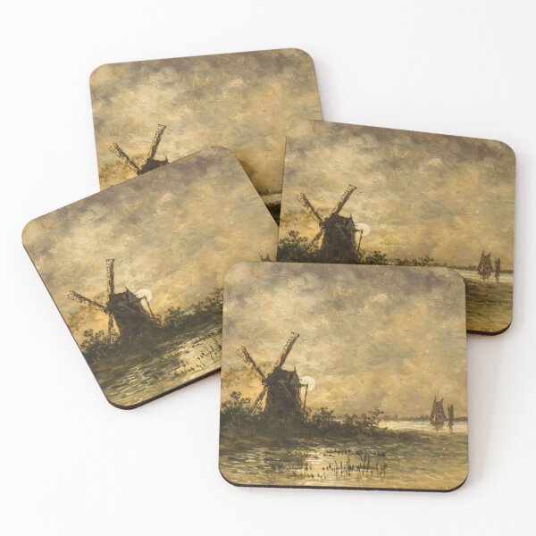 Item preview, River view in moonlight - Egide François Leemans  designed and sold by Vintage Designs +.