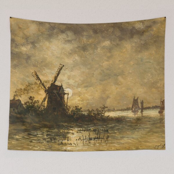 Item preview, River view in moonlight - Egide François Leemans  designed and sold by Vintage Designs +.