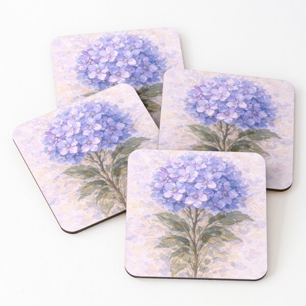Item preview, Blue Purple Hydrangea Textured Impressionist Floral Art Print designed and sold by ChubbyGoong.