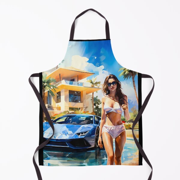 Item preview, Watercolor Illustration Of Fast Blue Sports Car By A Pool designed and sold by RevUpDesign.