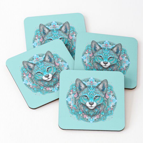 Item preview, Mystical Cyan Wolf With Flowers designed and sold by Good Vibes .