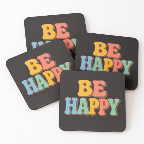 Item preview, Be Happy Retro Colorful Typography Design designed and sold by OwnYourMood.