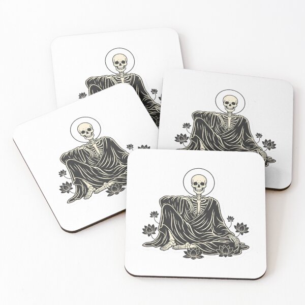 Item preview, Peaceful Goth Stickman Meditating Zen Skeleton Dark Academia Aesthetic Midnight Onyx designed and sold by StickyGuys.