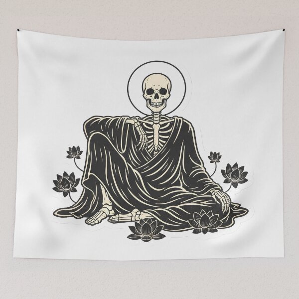 Item preview, Peaceful Goth Stickman Meditating Zen Skeleton Dark Academia Aesthetic Midnight Onyx designed and sold by StickyGuys.