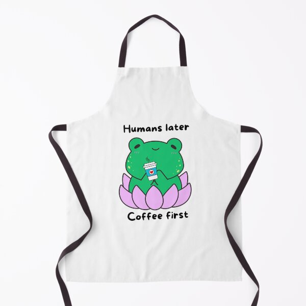 Item preview, Humans Later All Coffee First Frog PNG – Cute Green Frog in Water Lily, Introvert Coffee Meme Art designed and sold by Lynxaria.