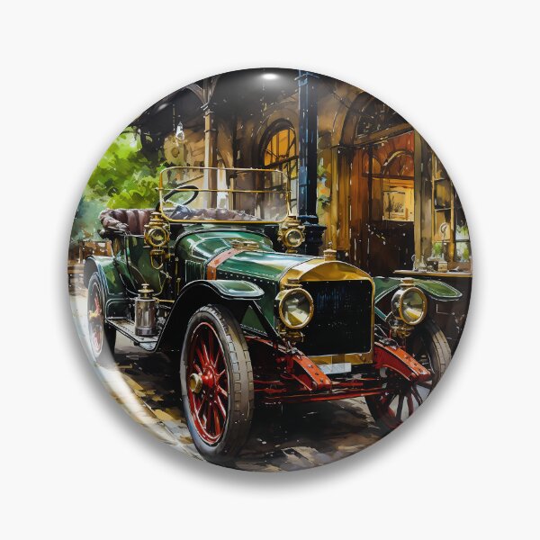 Item preview, Majestic Antique Green Car Parked Inside A Classic Vintage Garage designed and sold by RevUpDesign.