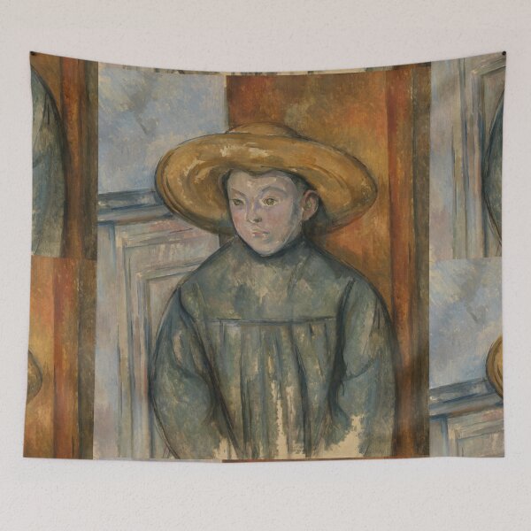 Item preview, Boy With a Straw Hat by Paul Cézanne: Post Impressionist Portrait Print designed and sold by artofuniverse.