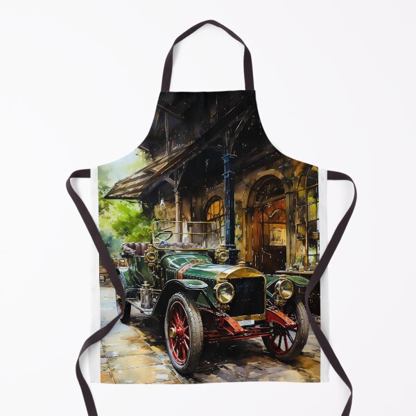 Item preview, Majestic Antique Green Car Parked Inside A Classic Vintage Garage designed and sold by RevUpDesign.