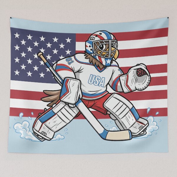 Item preview, USA Eagle Hockey Goalie - Patriotic American Flag Sports Art designed and sold by Wild-way Art.