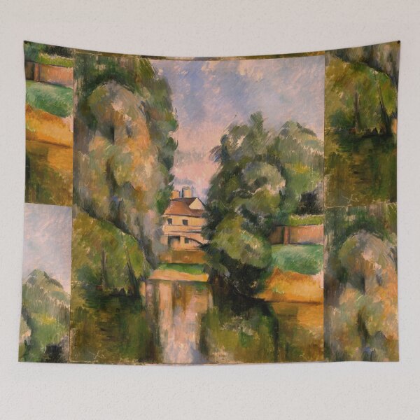 Item preview, Country House By a River by Paul Cézanne: Serene Post Impressionist Landscape designed and sold by artofuniverse.