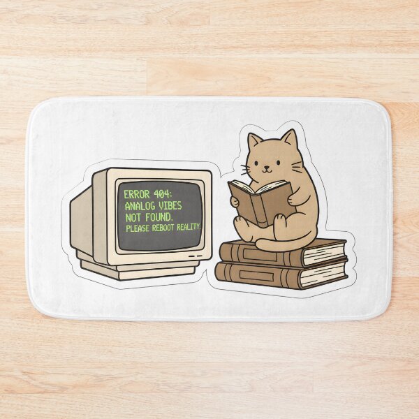 Item preview, Retro Computer Error Cat Bookworm Cozy Reading Aesthetic Vintage Tech Academic Humor designed and sold by StickyGuys.