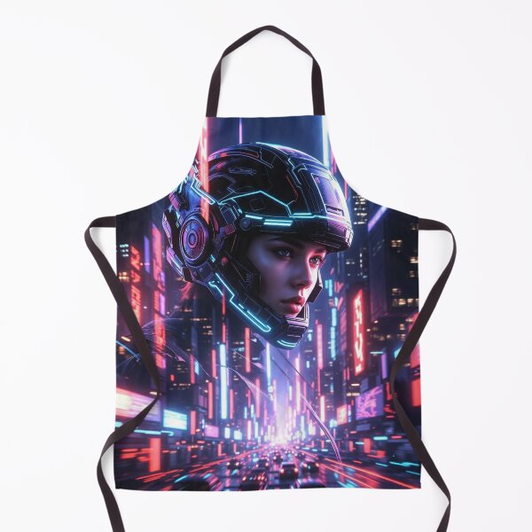 Item preview, Cyberpunk Neon Female Rider – Futuristic Helmet Glow in Electric Night City designed and sold by RadaQueen.