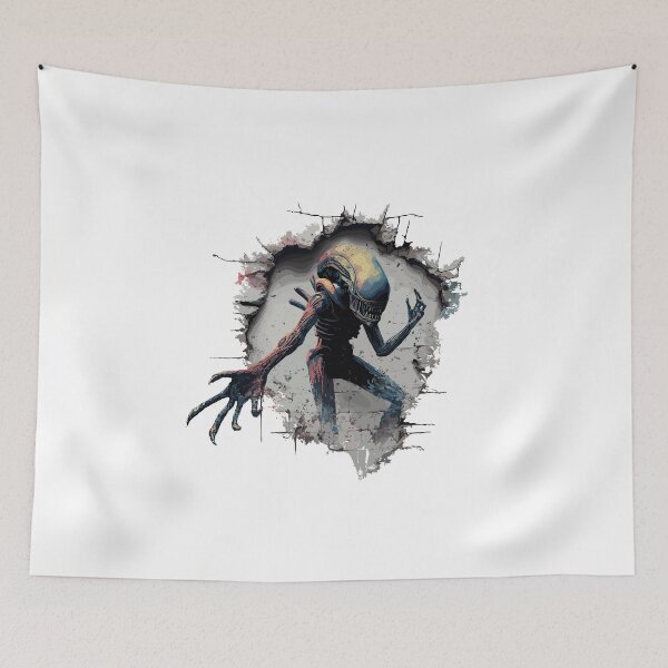 Item preview, Alien Xenomorph Breaking Through Wall | Sci-Fi Horror Creature Art designed and sold by Petru&Myself.