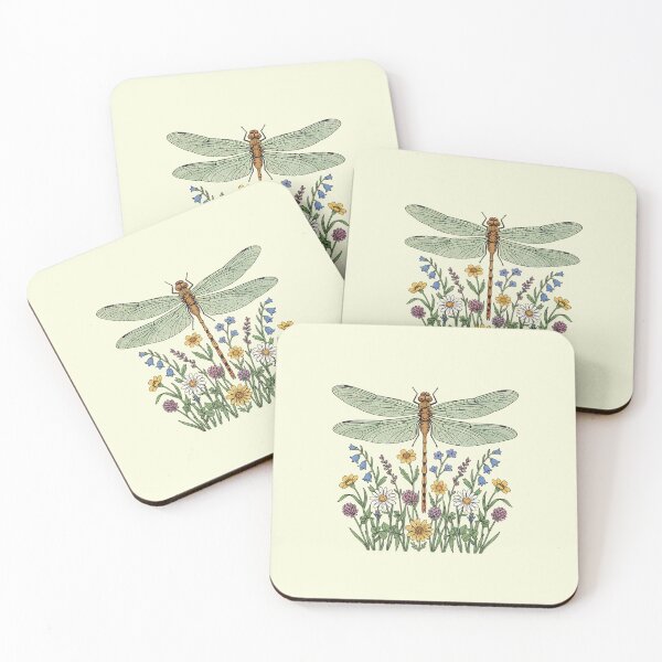 Item preview, Dragonfly with Garden Wildflowers Art designed and sold by BirdsnStuff.