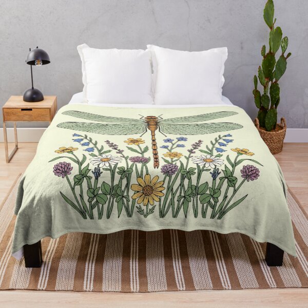 Item preview, Dragonfly with Garden Wildflowers Art designed and sold by BirdsnStuff.