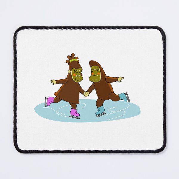 Item preview, Whimsical Gorilla Couple Ice Skating Illustration designed and sold by Mimick-deco.