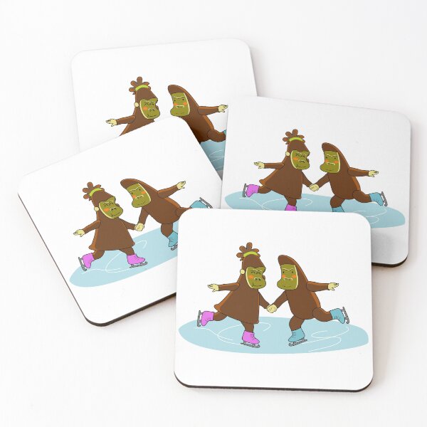 Item preview, Whimsical Gorilla Couple Ice Skating Illustration designed and sold by Mimick-deco.