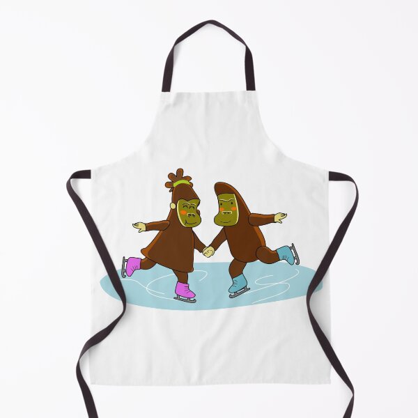 Item preview, Whimsical Gorilla Couple Ice Skating Illustration designed and sold by Mimick-deco.