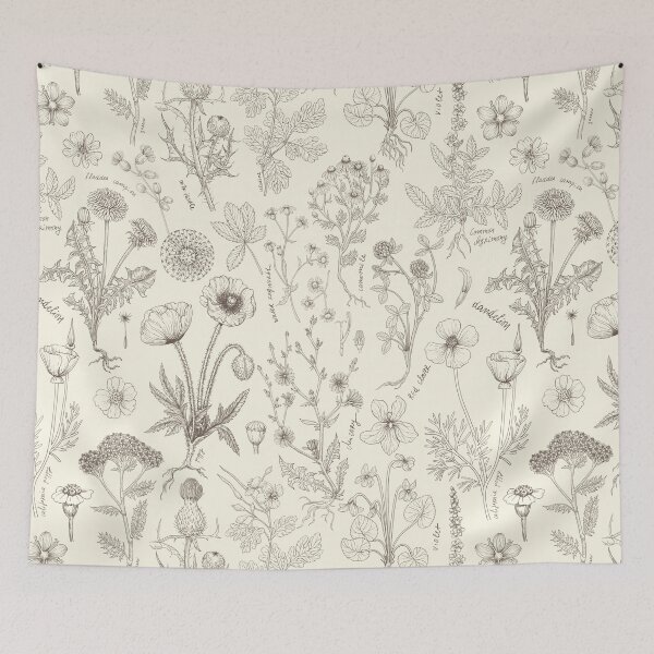 Item preview, Wildflowers collage/ off white and umber designed and sold by Katerina Mitkova Kirilova.