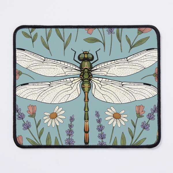Item preview, Vintage White Dragonfly and Meadow Wildflowers designed and sold by BirdsnStuff.