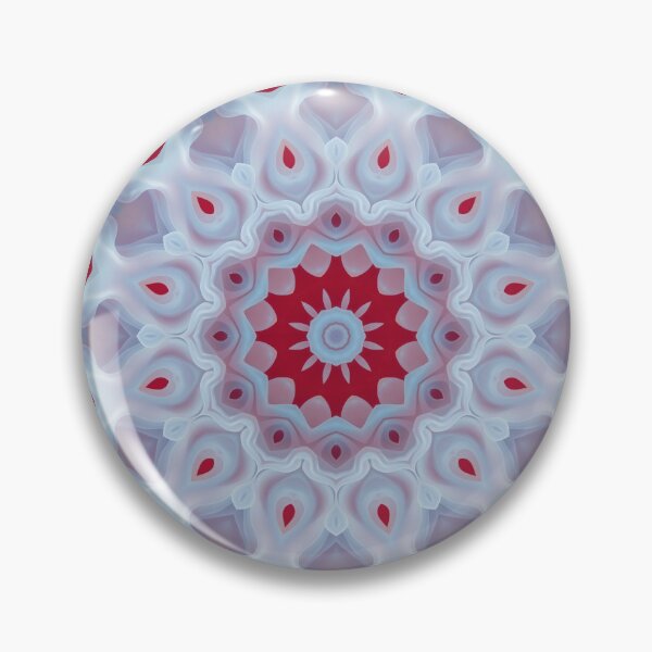 Item preview, Symmetrical abstract mandala with icy blue layered shapes and a bold red center designed and sold by ScreenPin.