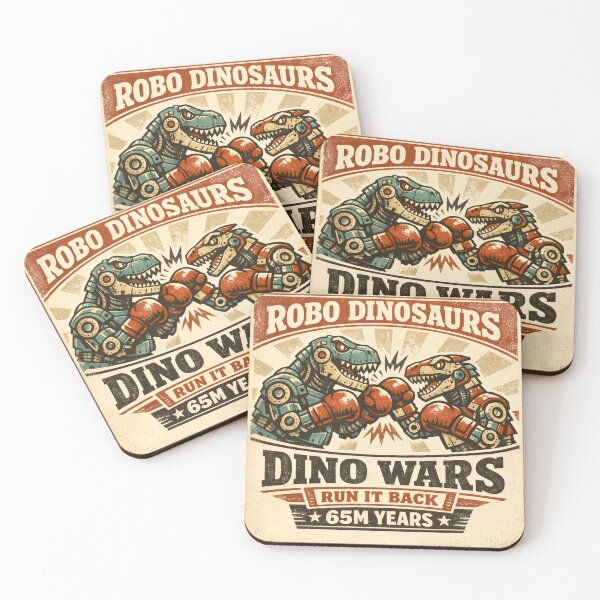 Item preview, Retro Dino Wars Funny Animals Boxing Robots designed and sold by SplashTastic.