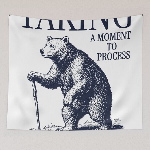 Item preview, Taking a Moment to Process Bear – Vintage Engraved Introvert Bear Illustration designed and sold by TeeVerse27.