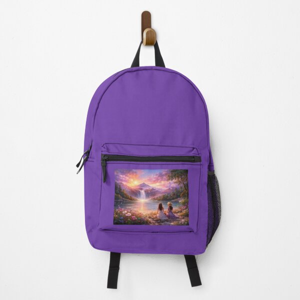 Item preview, Sunset Waterfall Friendship Fantasy Art designed and sold by Artfullloops.