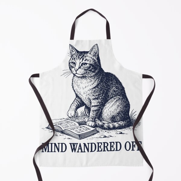 Item preview, Mind Wandered Off Cat – Vintage Engraved Reading Cat Illustration designed and sold by TeeVerse27.