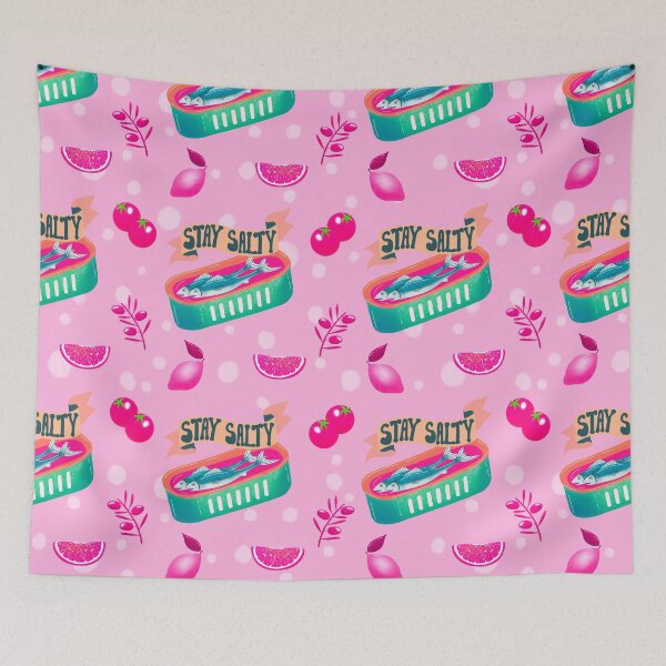 Item preview, Stay salty sardines with pink food designed and sold by Snookies Prints.