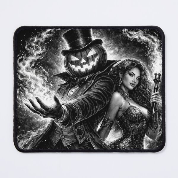 Item preview, Headless Horseman Fire Magician Black and White – Gothic Circus Fantasy Art designed and sold by TheHorsemanRidesAgain.