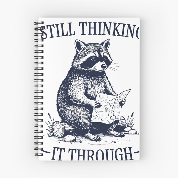 Item preview, Still Thinking It Through Raccoon – Vintage Engraved Hiking Raccoon Illustration designed and sold by TeeVerse27.