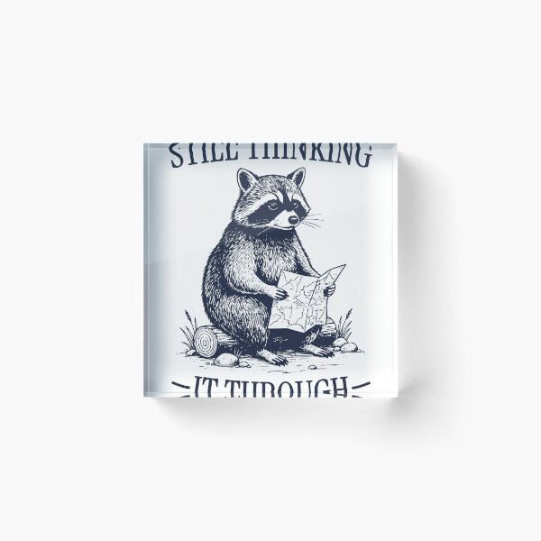 Item preview, Still Thinking It Through Raccoon – Vintage Engraved Hiking Raccoon Illustration designed and sold by TeeVerse27.