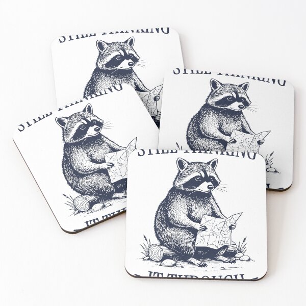 Item preview, Still Thinking It Through Raccoon – Vintage Engraved Hiking Raccoon Illustration designed and sold by TeeVerse27.