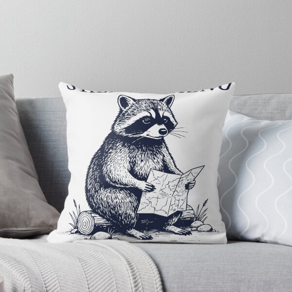 Item preview, Still Thinking It Through Raccoon – Vintage Engraved Hiking Raccoon Illustration designed and sold by TeeVerse27.