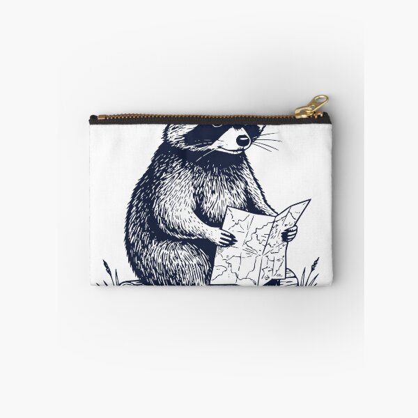 Item preview, Still Thinking It Through Raccoon – Vintage Engraved Hiking Raccoon Illustration designed and sold by TeeVerse27.