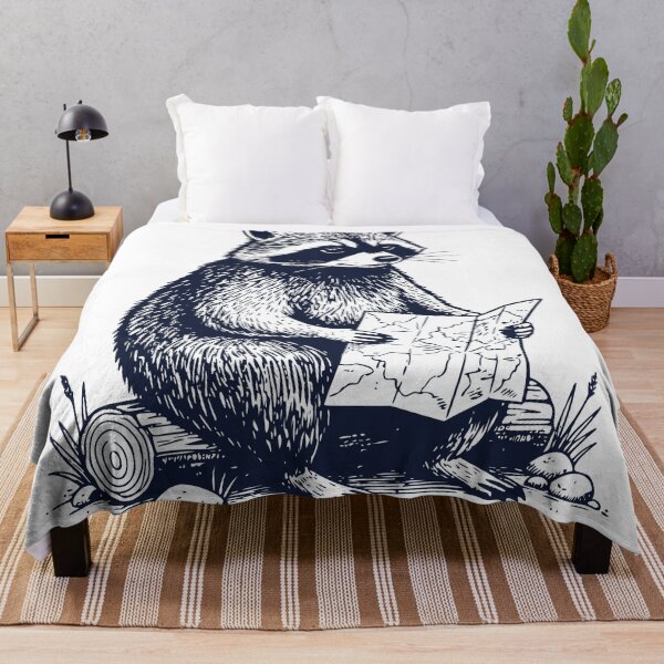 Item preview, Still Thinking It Through Raccoon – Vintage Engraved Hiking Raccoon Illustration designed and sold by TeeVerse27.