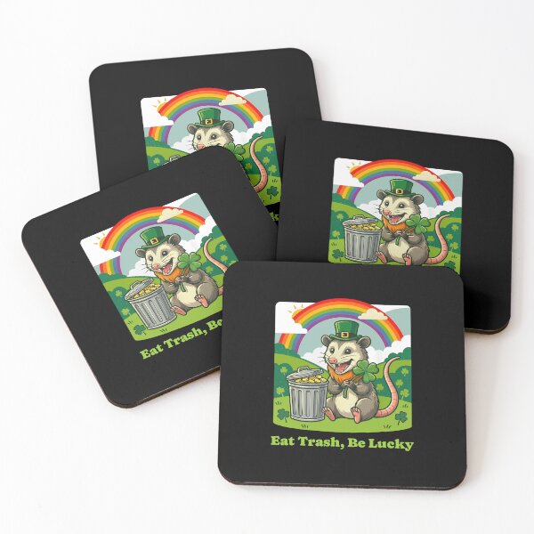 Item preview, Eat Trash Be Lucky Leprechaun Hat Rainbow Shamrocks St. Patrick's Day Opossum designed and sold by najaks.
