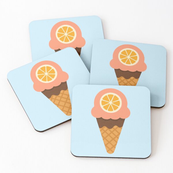 Item preview, Peach and Orange Ice Cream Cone | Cute Kawaii Summer Illustration designed and sold by Aloloco.