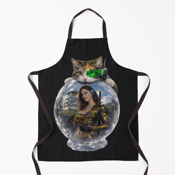 Item preview, Cyber Cat Guardian in Crystal Sphere – Samurai Woman, Osaka Castle designed and sold by Dragon-Samurai.
