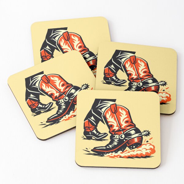 Item preview, Cowboy Boots in Motion Western Vintage Illustration designed and sold by SplashTastic.
