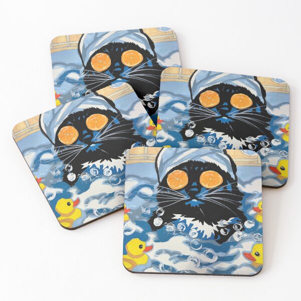 Item preview, Spa Day Cat – Orange Slice Eyes & Rubber Ducks designed and sold by xRoarAndPawArtx.